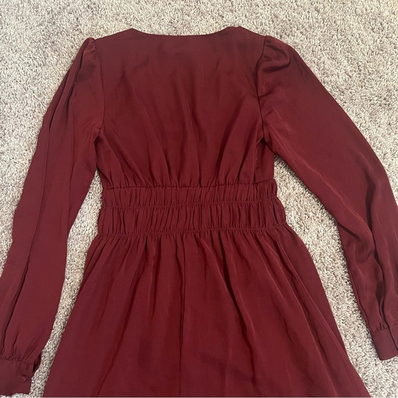 {Express} Long Sleeve Burgundy Dress - Picture 9 of 10